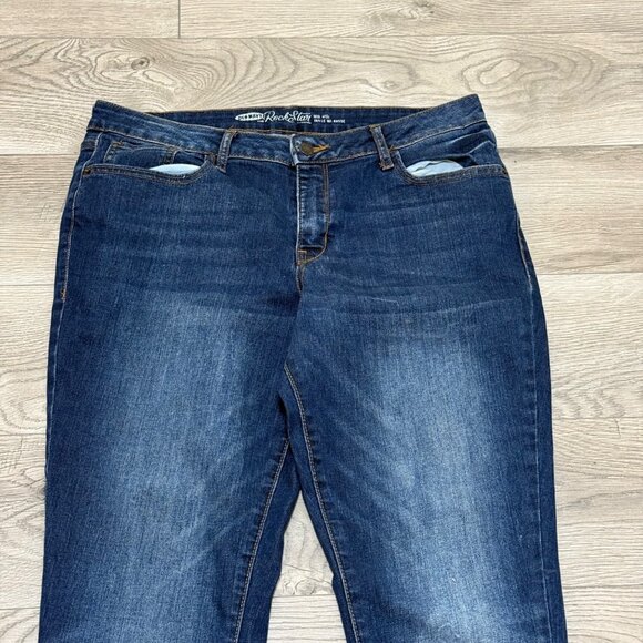 Old Navy Rockstar Mid Rise Ankle Jeans Size 12 Straight Leg Womens Dark Wash - Picture 4 of 13